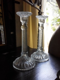 Pair Of Glass Candle Stand (C-1)